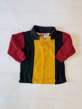 Vintage McKids McDonald's 24M Toddler Boy Striped Rugby Polo Shirt 90s Retro